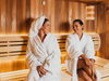two women in a sauna